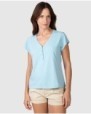 Women's basic short-sleeved t-shirt with decorative buttons