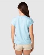 Camiseta básica de mujer de manga corta con botones decorativos