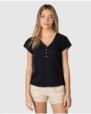 Women's basic short-sleeved t-shirt with decorative buttons