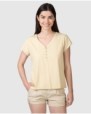 Women's basic short-sleeved t-shirt with decorative buttons
