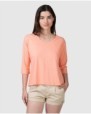 Women's basic three-quarter sleeve V-neck t-shirt