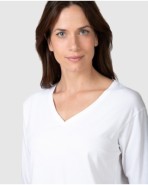 Samarreta bàsica de dona de màniga tres quarts amb coll en V