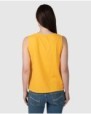 Women's basic sleeveless T-shirt with buttoned placket