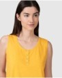 Women's basic sleeveless T-shirt with buttoned placket