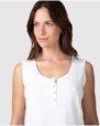 Women's basic sleeveless T-shirt with buttoned placket