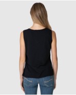 Women's basic sleeveless T-shirt with buttoned placket