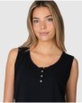 Women's basic sleeveless T-shirt with buttoned placket