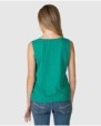 Women's basic sleeveless T-shirt with buttoned placket
