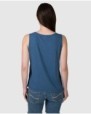 Women's basic sleeveless T-shirt with buttoned placket