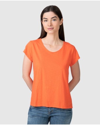 Women's basic short-sleeved T-shirt with round neck