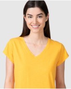 Camiseta básica de mujer de manga corta con cuello en V