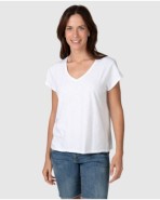 Camiseta básica de mujer de manga corta con cuello en V