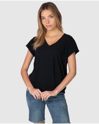 Women's basic short-sleeved V-neck T-shirt