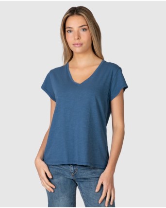 Women's basic short-sleeved V-neck T-shirt