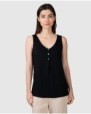 Women's sleeveless V-neck t-shirt in black