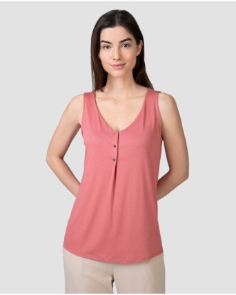 Women's sleeveless V-neck T-shirt in pink