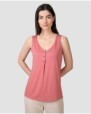Women's sleeveless V-neck T-shirt in pink