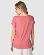 Samarreta de dona de màniga escot en v color rosa