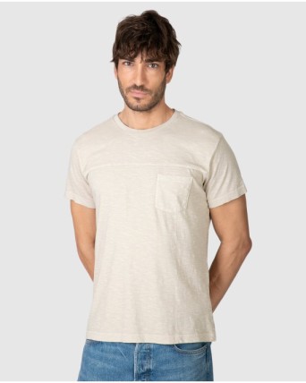 Men's short-sleeved cotton t-shirt with horizontal panel
