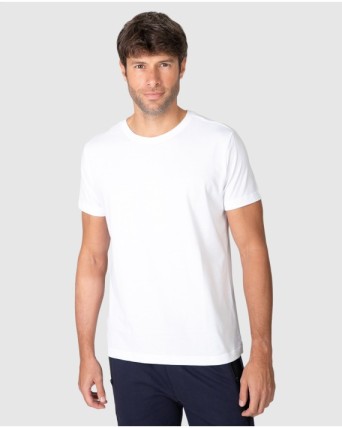 Camiseta de hombre de manga corta lisa con cuello redondo
