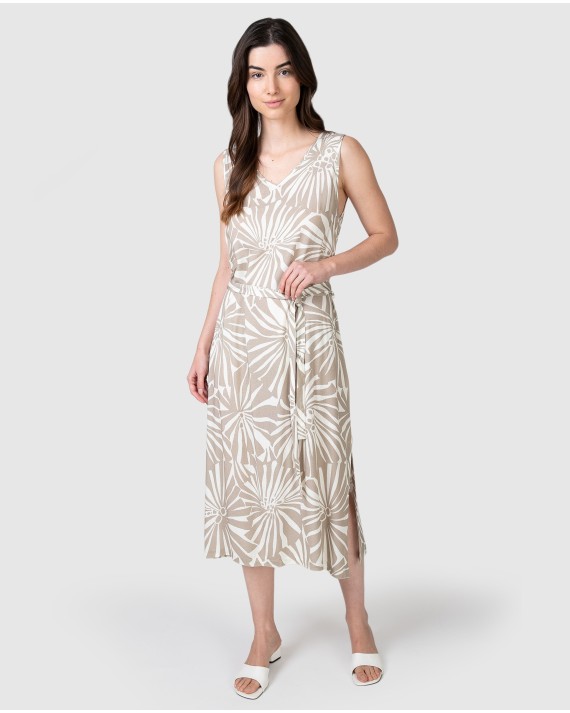 Women's sleeveless maxi dress with floral print