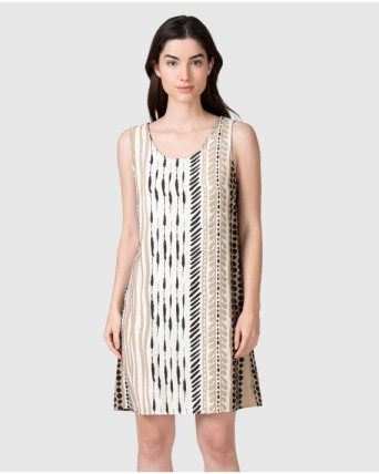 Women's sleeveless short dress with graphic print