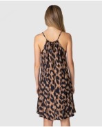 Vestido corto de mujer con tirantes y estampado animal print