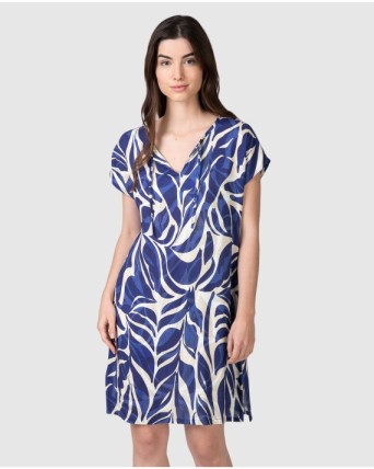 Vestido largo de mujer con cuello pico y cintas