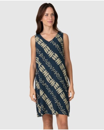 Vestido corto de mujer sin mangas con estampado gráfico