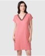 Women's short dress with ethnic detail at the neckline