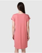 Women's short dress with ethnic detail at the neckline