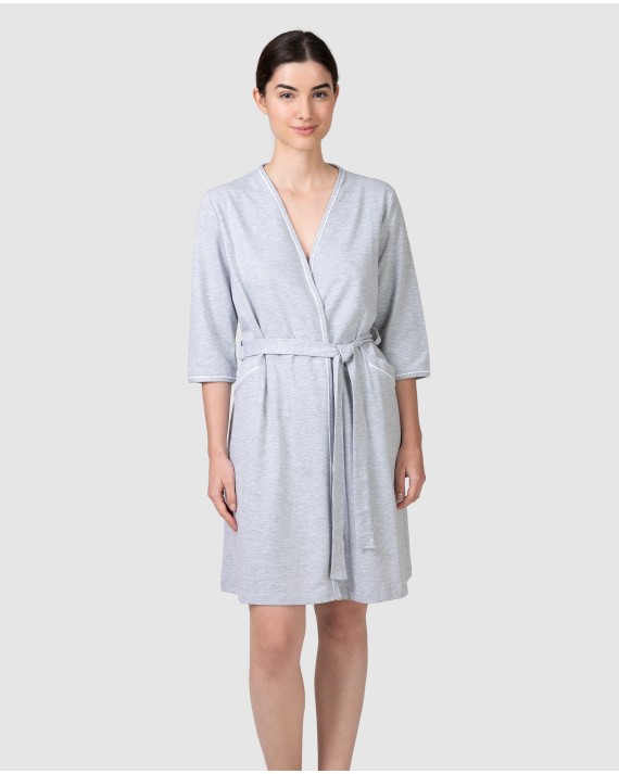Women's robe with side tie and side pockets
