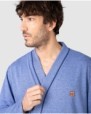 Men's wrap-style dressing gown with belt and side pockets