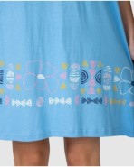 Women's short-sleeved nightgown with buttoned placket