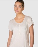 Camisón corto de mujer de manga corta con bolsillos laterales