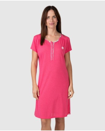 Women's short-sleeved nightgown with contrasting trim