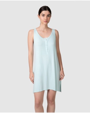 Women's short nightgown with straps and button placket