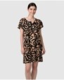 Women's short-sleeved nightgown with abstract print