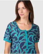 Camisón corto de mujer de manga corta con estampado abstracto