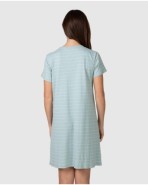 Women's short-sleeved nightgown with striped print