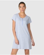 Women's short-sleeved nightgown with contrasting trim