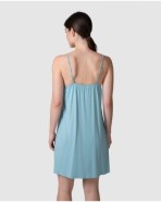 Women's short nightgown with thin straps and neckline detail