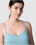 Women's short nightgown with thin straps and neckline detail