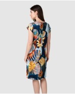 Vestit de platja curt de dona de màniga curta amb obertura en escot