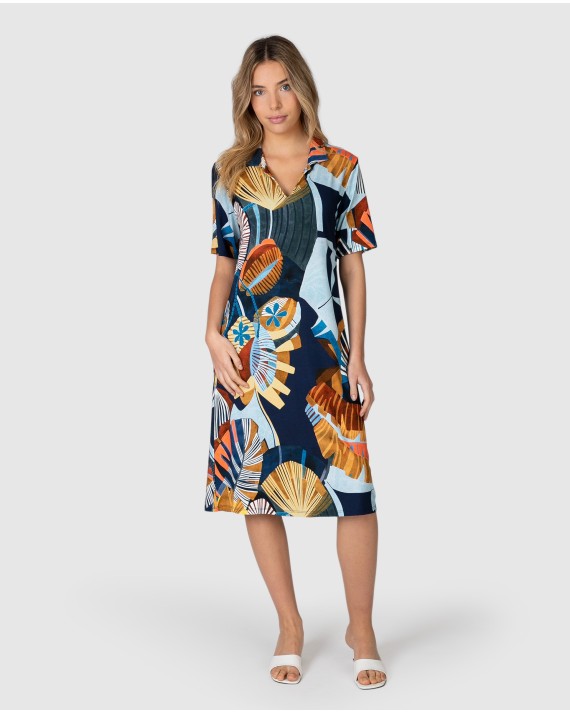 Vestit de platja llarga de dona de Mitja màniga amb coll pic