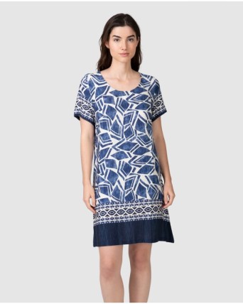 Women's short-sleeved t-shirt with geometric print