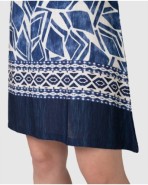 Playera corta de mujer de manga corta con estampado geométrico