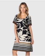 Vestit de platja curt de dona de màniga curta amb estampat floral