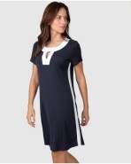 Vestit de platja curt de dona de màniga curta amb obertura triangular