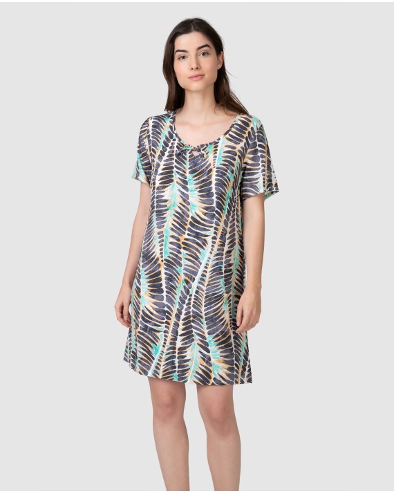 Playera corta de mujer de manga corta caída con cuello pico